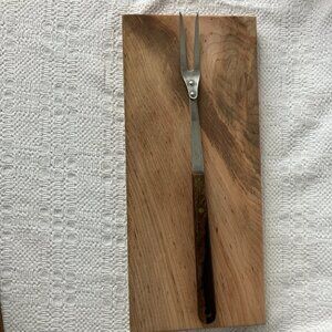 Vintage Robinson Knife Co Made In USA Stainless Meat Carving Fork Wood Handle